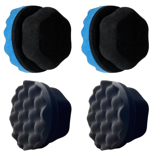 4 Pcs Large Tire Shine Applicator, Reusable Tire Dressing Applicator Wave Contoured, Tire Sponge Pads for Car Detailing Cleaning, 4.33 inch (2 Blue &2 Black) - size: 4.33inch-2 Black & 2Blue
