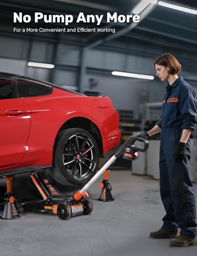 2 Ton Electric Floor Jack, Low Profile Aluminum and Steel Jack for Quickly Car Lift, Hydraulic Service Jack, 4000 lbs Capacity. Lifting Range 3-1/2" to 18-1/4" - size: 2 Ton