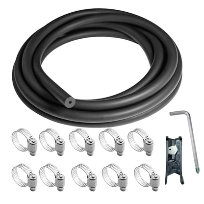 Unicaravan Silicone Vacuum Hose 10FT ID 1/8" (3mm), Wall Thickness 4mm,Matte Black Tubing, With 10PCS Clamps, Tube Cutter, screwdriver,Automotive Marine & Industrial Use - size: 1/8" (3mm) - 10FT + 10PCS Clamps + tube cutter
