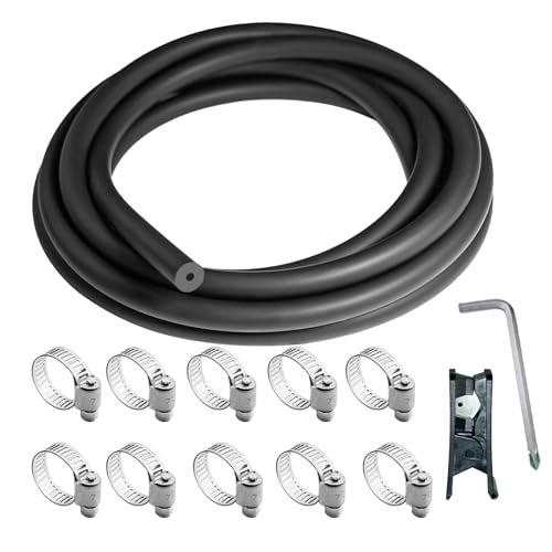 Unicaravan Silicone Vacuum Hose 10FT ID 1/8" (3mm), Wall Thickness 4mm,Matte Black Tubing, With 10PCS Clamps, Tube Cutter, screwdriver,Automotive Marine & Industrial Use - size: 1/8" (3mm) - 10FT + 10PCS Clamps + tube cutter
