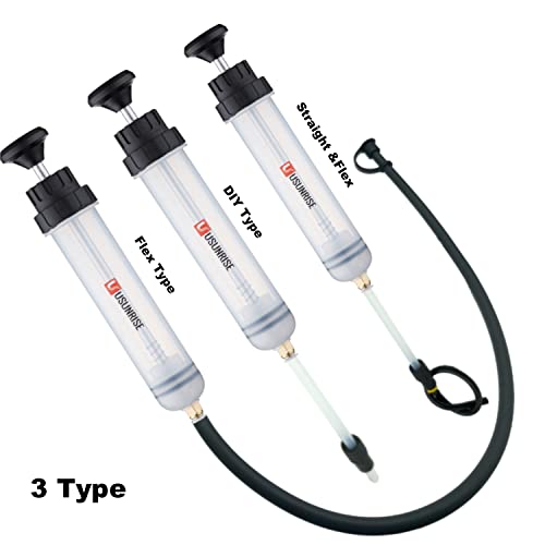 Automotive Fluid Extractor Pump,Oil Change Syringe with Long Hose,Syringe Style Pump for Power Steering Transmission Gear Oil & Brake Fluid Changes, Hand Vacuum Pump 200CC/200ML-3 ProType