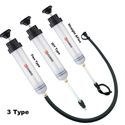 Automotive Fluid Extractor Pump,Oil Change Syringe with Long Hose,Syringe Style Pump for Power Steering Transmission Gear Oil & Brake Fluid Changes, Hand Vacuum Pump 200CC/200ML-3 ProType