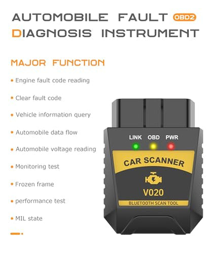SCUARI Fixed Car Diagnostic Scanner,OBD2 Scanner Bluetooth,Car Accessories,Clear/Reset Vehicle Engine Error Code Reader Diagnostic Tool,Auto Diagnostic Scan Tool,Suitable for iPhone iOS Android