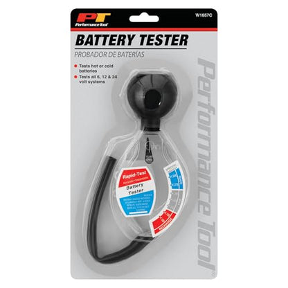 Performance Tool W1657C Deluxe Battery Tester , Black, Test 6V, 12V and 24V batteries - style: Deluxe Battery Tester