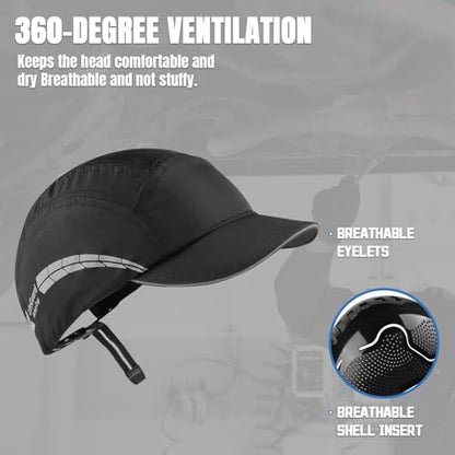 UM ULTRAMAXX Lightweight Bump Cap with Reflective Stripes, Breathable Baseball Cap Style, Head Protection Hard Hat for Men Women - color: Black