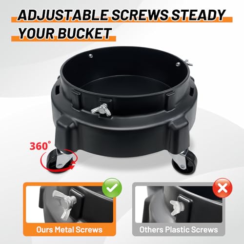 ROBLOCK 5 Gallon Bucket Dolly Roller with Dirt and Grit Traps Insert, Car Hose Guide, Bucket Tool Organizer, 3 Removable Bottle Holders, 5-in-1 Car Wash Kit for Cleaning Detailing Carrying