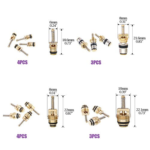 Swpeet 41Pcs R12 / R134a AC Master Valve Core Repair Kit, Including Assortment R12 R134a Valve Core Refrigeration Tire Stem with Remover Tool for Most Cars