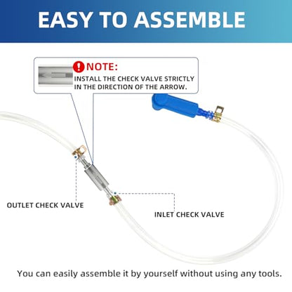 RUKANG 1L Brake Bleeder Bottle, Brake Bleed Kit with One Way Check Valve, 28.74 Inch Hose and Rubber Connector for Brake Fluid Collection