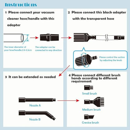 9pcs/Set Universal Vacuum Cleaner Attachments Accessories,Micro Vacuum Attachments for Car Detailing,Mini Micro Tool Car Vehicle Cleaning Kit Shop Vac