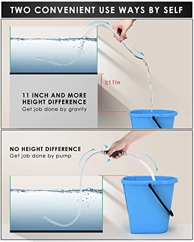 KATUMO Siphon Hose for Gas Oil Water, Fuel Transfer Pump, Hand Fuel Pump | Multi-Purpose Manual Siphon Pump, Easy Operation for Liquid Flow, Lightweight Only 171g, Adjustable Retainer - color: White