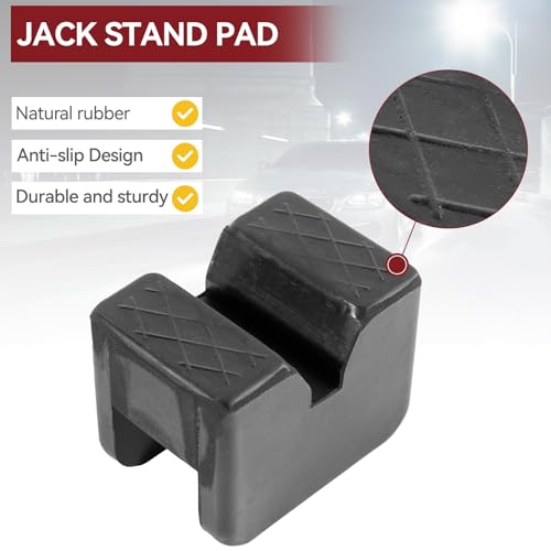 Universal Jack Stand Pad Adaptor Rubber Block Axle Listing Slotted Frame Rail Sill Damage Car Protector Heavy Duty Pinch Welds Jacking Point - size: 6Ton & 2Pcs