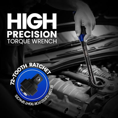1/2 Inch Drive Click Torque Wrench, 10–180 Ft.Lb/13.6–244.0 Nm ±3% Accuracy, 72-Tooth Dual-Direction Ratchet, Adjustable Newton Meter Torque Wrenches for Motorcycle,Car & Bicycle Repair - size: 1/2" DR.『10-180 FT.LB』