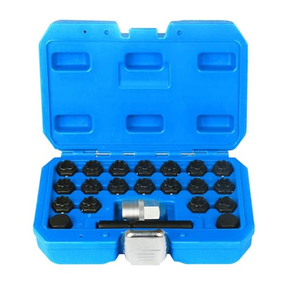 22 PCS Wheel Locks Kit Compatible with Audi Series, Lug Nut Removal Set With Adapter, Automotive Wheel Lock Nuts Key Socket Set