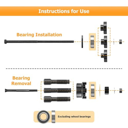 Motorcycle Wheel Bearing Removal & Installation Kit Compatible with Harley-Davidson 3/4", 1", 25mm Bearings