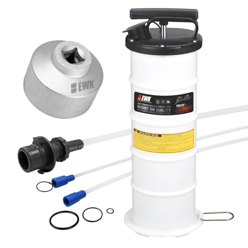 EWK 6.5L Manual Oil Extractor Pump for Oil Change, Fluid Evacuators for Cars, Boats, Jet Skies, Lawnmowers, Quick Oil Drain in 10 Pumps (6.5L + 32mm Oil Filter Wrench) - size: 6.5L + 32mm Oil Filter Wrench