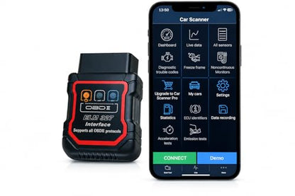 Bluetooth OBDII Scan Tool for iPhone & Android - No Subscription Fee - OBD2 Car Scanner and Code Reader - Diagnose Check Engine Fault, Supports 10 Languages and Most Cars After 1996