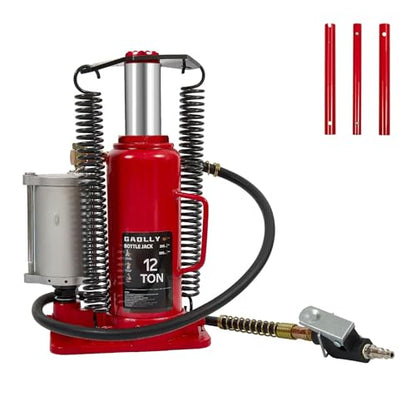 Air Hydraulic Bottle Jack, 12 Ton (26455) lbs Hydraulic Bottle Jack with 10.43''-19.88'' Lifting Range & Manual Hand Pump, for Pickup, Truck, RV, Auto Repair - color: 12 Ton