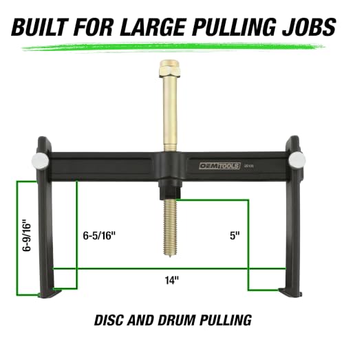 OEMTOOLS 25106 Brake Drum Puller and Rotor Removal Tool, 12-3/4 In Jaw Spread, Impact Wrench Compatible, 7-Ton Pulling Force, Not for Oversized Brake Drums or Drums Without Outer Lip