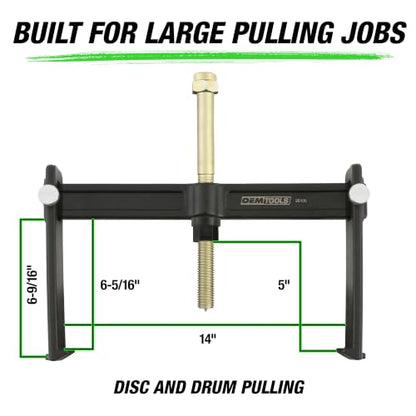 OEMTOOLS 25106 Brake Drum Puller and Rotor Removal Tool, 12-3/4 In Jaw Spread, Impact Wrench Compatible, 7-Ton Pulling Force, Not for Oversized Brake Drums or Drums Without Outer Lip