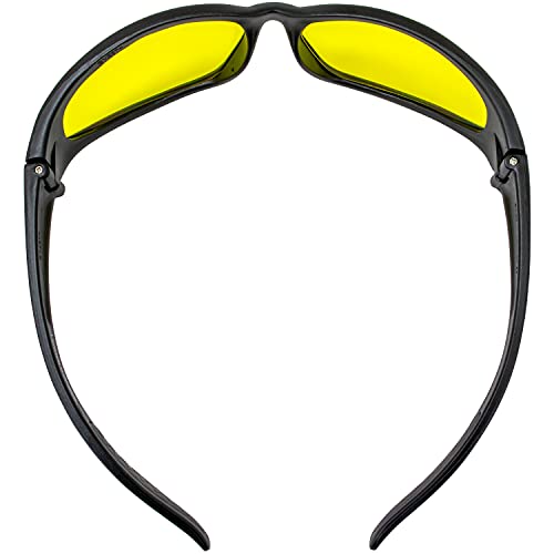 Global Vision Hercules Motorcycle Sunglasses Safety Riding Glasses Anti-Fog ANSI Rated - color: Black Frame/Yellow Lens