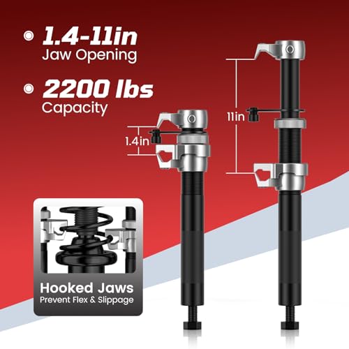 Coil Spring Compressor Tool Automotive 2 pcs Heavy Duty Macpherson Strut Spring Compressor Set with Safety Bracket Compressor Set with Safety Bracket for Car Truck ATV UTV, 2200 LB Capacity