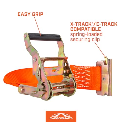 CARGOSMART 2" x 12' 3,000 lb Ratchet Strap for X-Track/E-Track 2 Pk Orange - style: 2"x12' 3000 lb