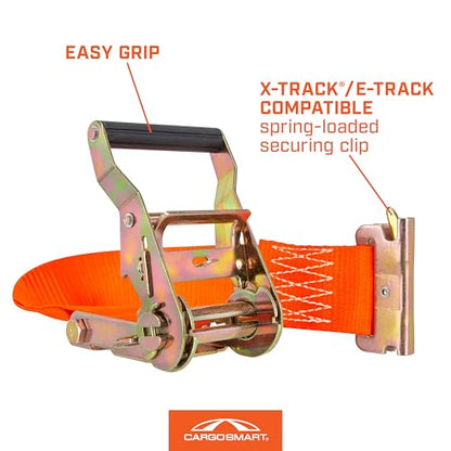 CARGOSMART 2" x 12' 3,000 lb Ratchet Strap for X-Track/E-Track 2 Pk Orange - style: 2"x12' 3000 lb