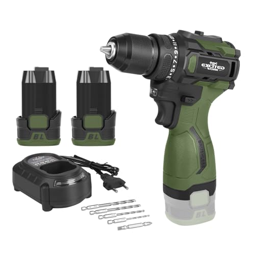 17V Brushless Power Drill Cordless, 55Nm Electric Drill Set with 2 1500mAh Batteries, 2 Variable Speed, 20+1 Torque Setting and LED Work Light - color: Green, size: 17V Brushless Drill