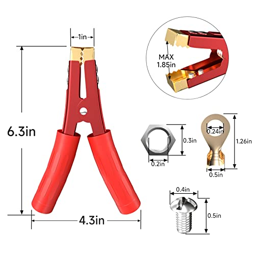 Goupchn Heavy Duty Crocodile Clamps Pure Copper 1000A Car Battery Charger Clamps 2PCS Power Replacement Battery Alligator Clips Jumper Cable Clamps Welder Clips for Car Automotive Vehicle Boat - size: 1000A