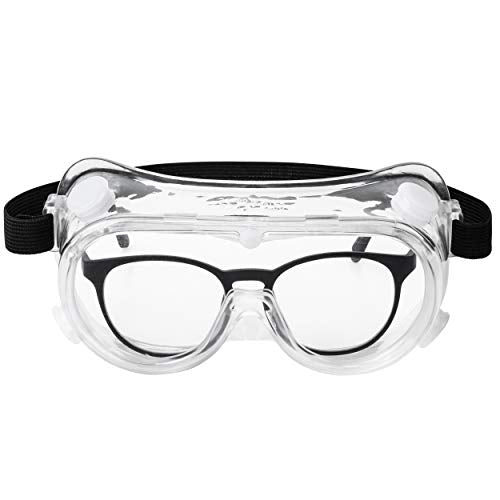 UNCO- Safety Goggles Over Glasses, Protective Goggles, Anti Fog, Work, Safety Glasses Over - color: Clear Adjustable, size: 1 Pack