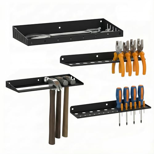 Wall Mount Screwdriver Organizer, Plier Organizer, Hammer Rack, Hand Tool Organizer and Storage Rack Wall Mount for Workshop Shed Garage Workbench Home, 4 pack