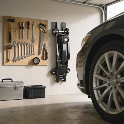 4 Pcs Floor Jack Stand Wall Mount Organizer Brackets Low Profile Car Hydraulic Trolley Jack Stands Holder Storage Rack Garage Tool Hangers Tower Trailer Accessories