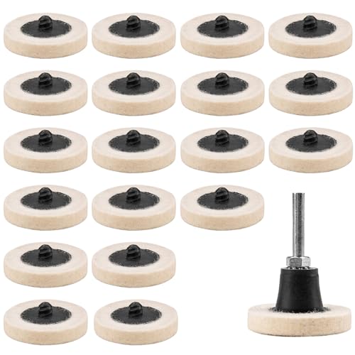 20PCS 2 Inch Quick Change Discs Premium Wool Fine Polishing Wheel with 1/4" Holders for Die Grinder Surface Conditioning (20+1 Plus Kit)