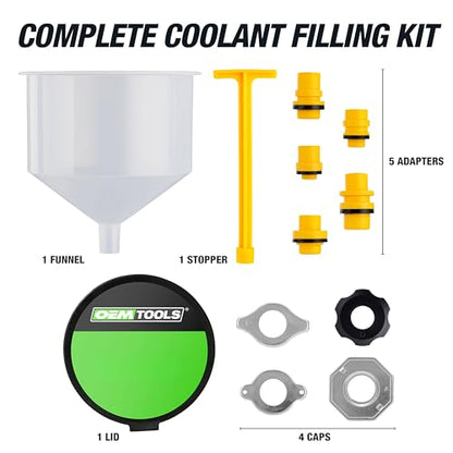 OEMTOOLS No-Spill Coolant Funnel Kit, 15 Piece Fluid and Oil Funnel Set, Allows Access To Hard-To-Reach Radiators - style: 15 Piece