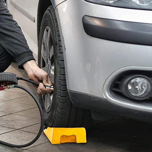 Yellow Leveling Car Ramps – Zento Deals Tri-Leveler, Sturdy Material on Uneven Ground, Universal Fit for Cars Trailer SUV, Stable Ramp/Wheel Chocks Premium Quality - size: 4 sets