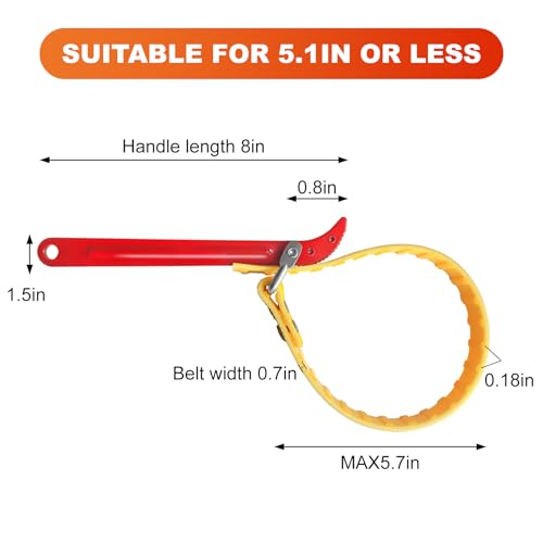 An 8-inch Steel Handle Adjustable Strap Wrench, Suitable for Replacing Water Filters, PVC Pipe Joints, Oil Filters, And Swimming Pool Connections