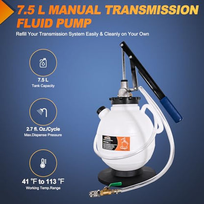 GOOACC Transmission Fluid Pump Kit 7.5L Automotive Manual Oil Pump Extractor ATF Refill Dispenser Transfer Pump with 15 ATF Filler Adapters 2Gal Oil Filling Filler System Fluid Extractor Pump Tool Kit - size: 7.5L