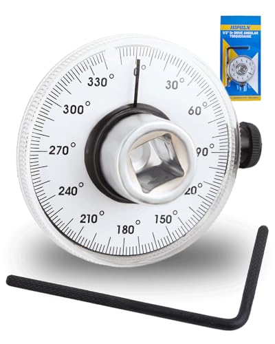 1/2 Torque Wrench, 360° Adjustable Torque Wrench Angle Gauge Mechanical Rotary Zero Return 1/2" Drive Torque Angle Gauge with Dual-Length Adjustable Arm for Cars, Trucks & Heavy Machinery