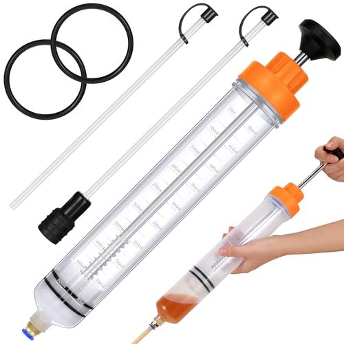 Gisafai 500cc Fluid Extractor Automotive Pump Manual Oil Extractor Pump Syringe for Gasoline Hand Cleaner for Power Steering, Hydraulic Fluid(Orange) - color: Orange, size: 500cc