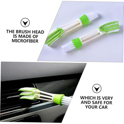 3pcs Car Air Vent Detail Brush Set for Interior Crevice and Louver Cleaning, Green Mini Duster Tools for Automotive Air Conditioner Vents and Dashboard Maintenance