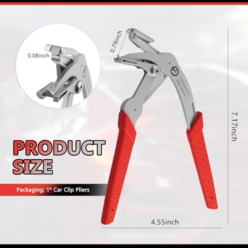 2026 Upgrade Spring-Loaded Car Clip Pliers,Stainless Steel Panel Clip Removal Pliers,Multi-Functional Car Clips Remover Tool for Removing Door Panel Trim Bumper Clips - color: Red