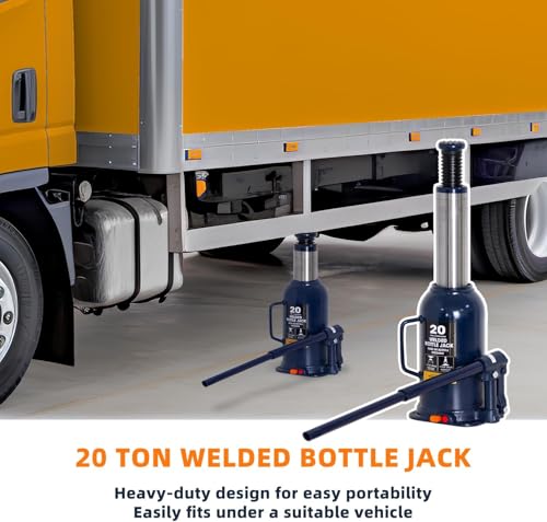 20 Ton Hydraulic Bottle Jack, 40,000 LBS Heavy Duty Welded Steel Auto Lift Jack with Adjustable Height, Overload Protection, Leak-Free Pump, for Truck, RV, Industrial and Garage Use, Blue - color: Yellow
