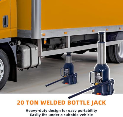 20 Ton Hydraulic Bottle Jack, 40,000 LBS Heavy Duty Welded Steel Auto Lift Jack with Adjustable Height, Overload Protection, Leak-Free Pump, for Truck, RV, Industrial and Garage Use, Blue - color: Yellow