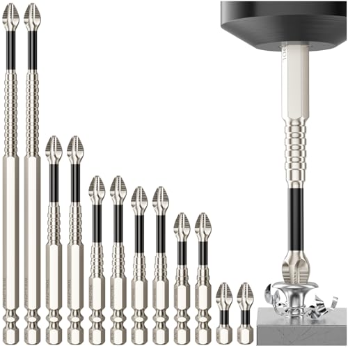High Magnetic Screwdriver Drill Bit Set - 12Pcs K5 Impact Resistant Non Slip Bit - Magnetic Screwdriver Set - Screwdriver Bit Set - 25 50 65 70 90 150mm (12Pcs) - color: 12 Pcs