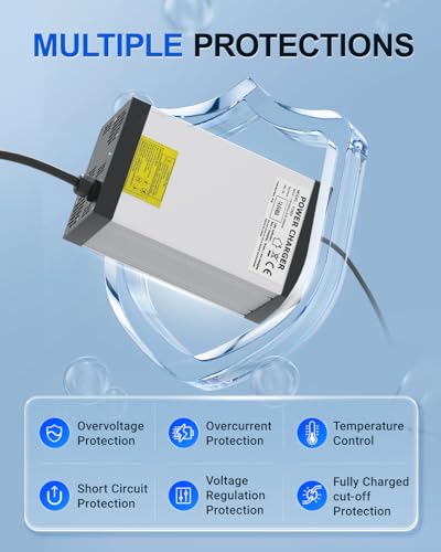 LiFePO4 Battery Charger 12V 40A, AC-DC Smart Lithium Battery Charger for 12.8V LiFePO4 Lithium Batteries, 40A Fast Charging for Solar, Marine, RV, Trolling Motor Batteries