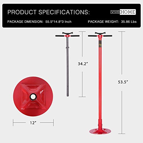 SPECSTAR Under Hoist Support Stand 3/4 Ton Jack Stand, 1650Lbs Capacity, Adjustable 52-76 Inch Height, 12 Inch Diameter Base for Vehicle Lifting & Support - style: Adjustable