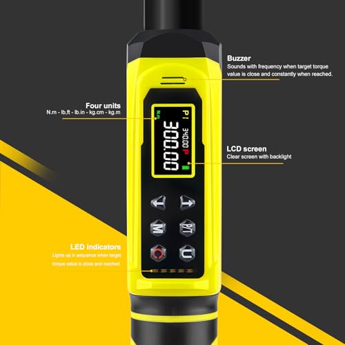 ATsafepro Digital Torque Wrench-1/2-Inch Drive & 5.1-340Nm (3.8-250.8 ft-lb), Heavy Duty Torque Wrench with Buzzer, 5 Units, ±2% Accuracy for Trucks & Machinery - style: 1/2" 3.8-250.8 FT.LB Digital Torque Wrench