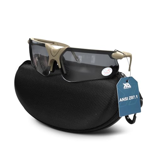 xaegistac Shooting Glasses with Case-Safety Glasses Anti Fog | Z87.1 Certificated Impact Resistance Safety Glasses for Hunting Shooting Sports - color: Black Lens-khaki Frame