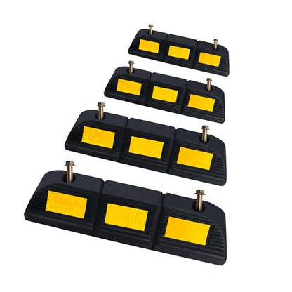 Vacallity 4 Pc 3.5"H Heavy Duty Rubber Wheel Stops Parking Stopper for Garage Parking Aid Durable High-Visibility Tire Blocks Parking Aid Gadgets Tire Stops for Cars Trucks RVs with Bolt Installation - size: 3.5"Height4Pcs