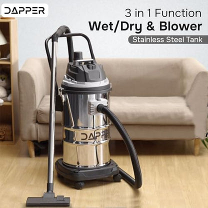 Dapper Supply 16 Gallon 4.5 Peak HP Wet/Dry Vacuum, Stainless Steel Tank, 3 in 1 Function Portable Shop Vacuum with Attachments, Ideal for Jobsite, Garage & Workshop. - size: 16 Gal